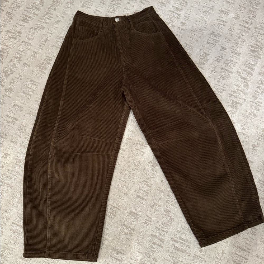 New Womens Brown Corduroy Barrel Pants by Urban Daizy
